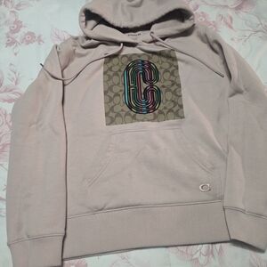 Coach Light Pink Hoodie with Multicolor Logo